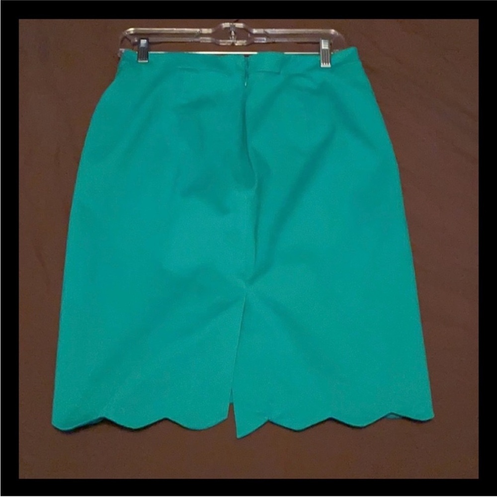 JCrew Kelly Green Pencil Skirt with Scalloped Hem
